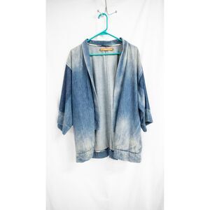 Bliss and Mischief Denim Chambray Kimono Boho Hand Dip Dyed Studio Jean Jacket